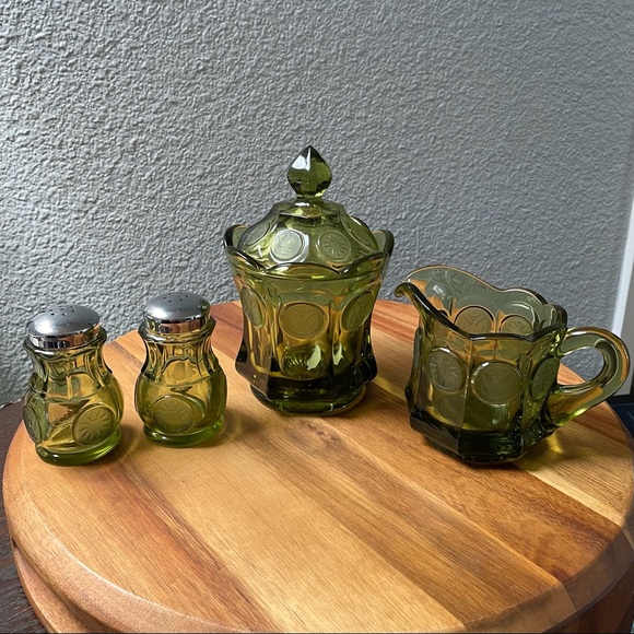 Other - Vintage Green Glass 5 Piece Set